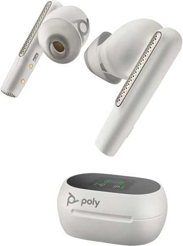 POLY Voyager Free 60+ UC White Sand Earbuds +BT700 USB-C Adapter +Touchscreen Charge Case POLY Voyager Free 60+ UC White Sand Earbuds +BT700 USB-C Adapter +Touchscreen Charge Case